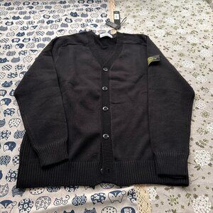 Stone Island Black V-Neck Knitted Cardigan